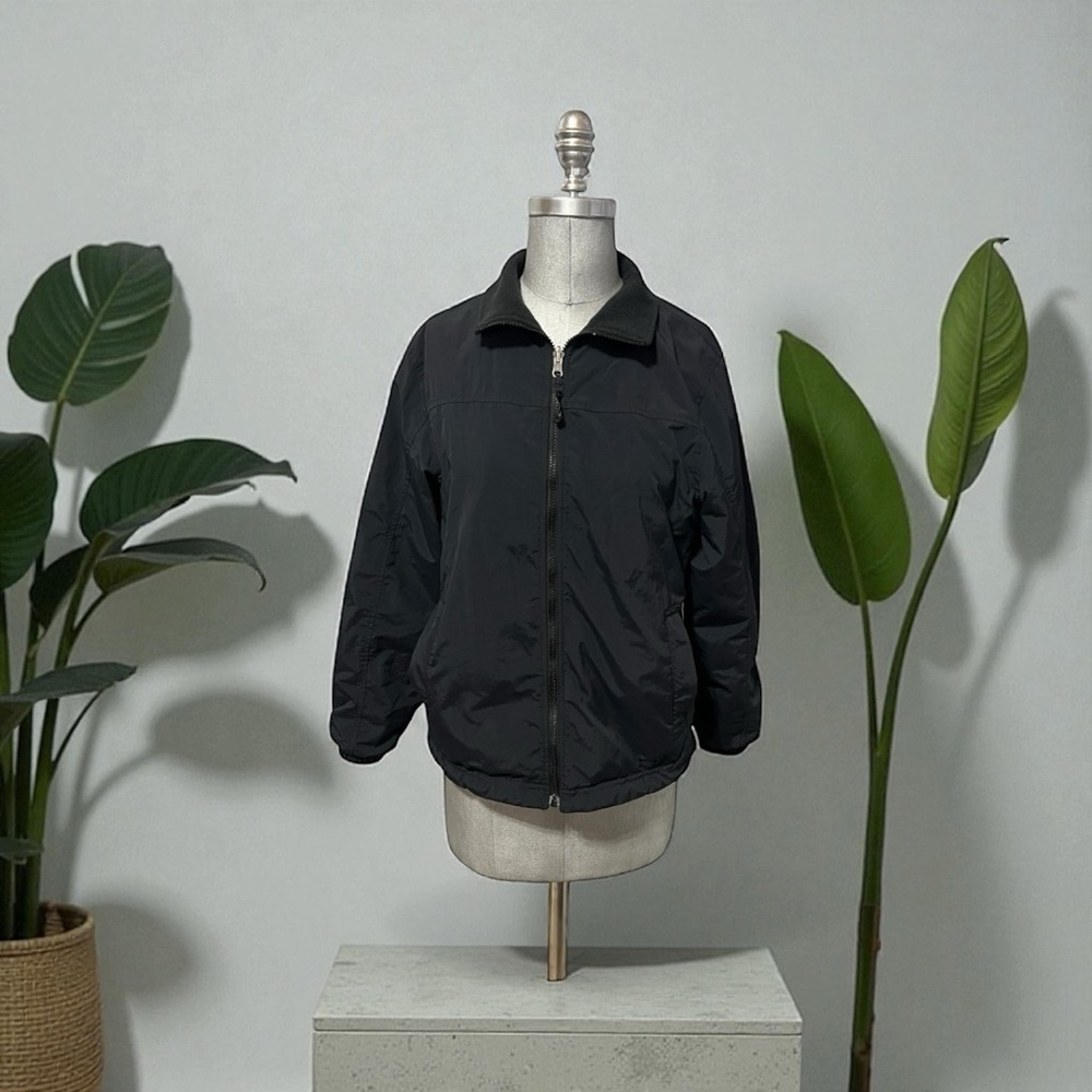 L.L. Bean Women's Black Full Zip Reversible Mixed Media Jacket With Pockets S